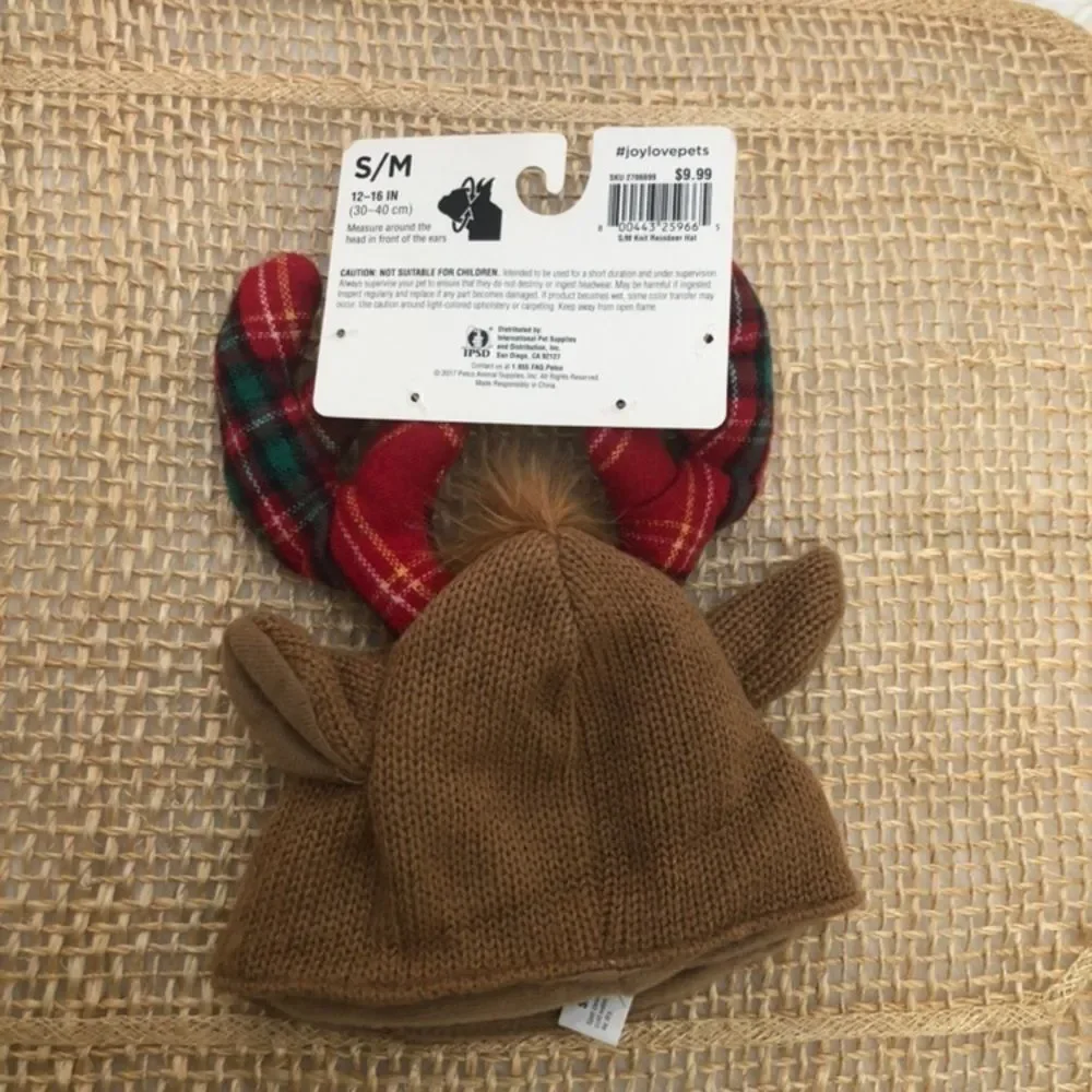 Plaid Reindeer Antler Pet Hat NEW